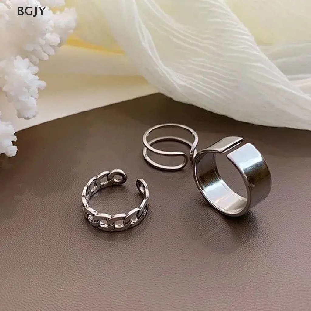 Set 3 / 4 Nhẫn Hở Bằng Kim Loại Có Thể Điều Chỉnh Phong Cách Hiphop Mới