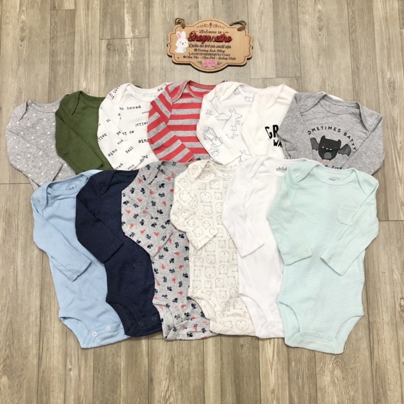 Bodysuit dài tay bé trai bé gái, body chip dài tay cho bé sơ sinh chất cotton mềm thấm hút mồ hôi