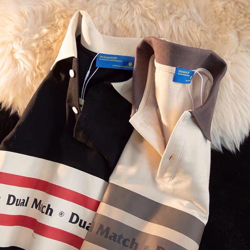 Áo Polo Phối Dual Match [FREESHIP]Áo Polo form rộng Ulzzang