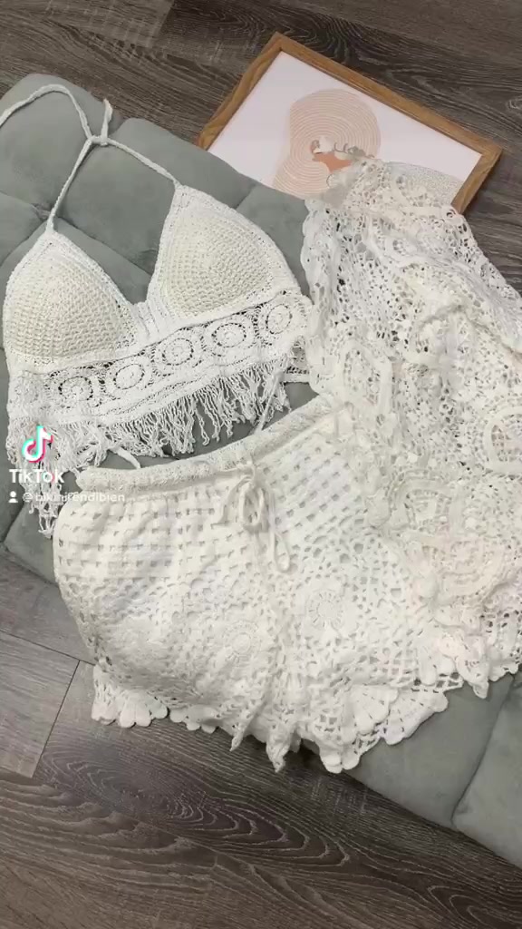 Ren 07- Set Đi Biển Bikini Ren Móc Cực Đẹp Hàng Quảng Châu, Có Bán Tách Rời | BigBuy360 - bigbuy360.vn