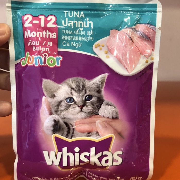 Pate whiskas kitten cho mèo con 80g | Thức ăn ướt cho mèo bé hơn 12 tháng tuổi | Pate dinh dưỡng whiskas cho mèo nhỏ
