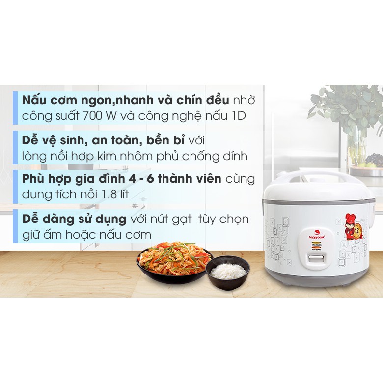 [FREESHIP❤️]Nồi cơm điện 1,8 lit[HAPPY COOK 1,8 LÍT][HÀNG TRƯNG BÀY CHÍNH HÃNG][FREESHIP]