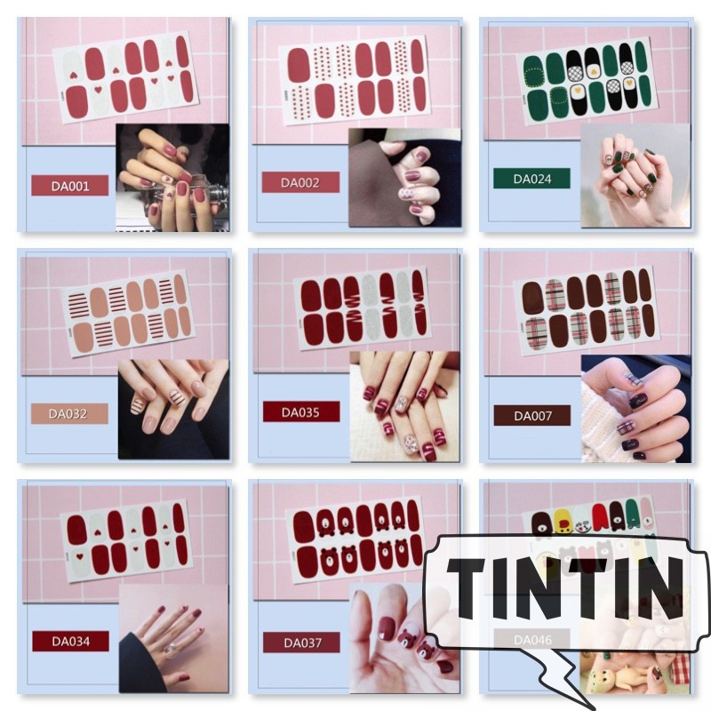 14 nhãn dán trang trí móng tay chống thấm nước phong cách Hàn Quốc TINTIN NAIL01