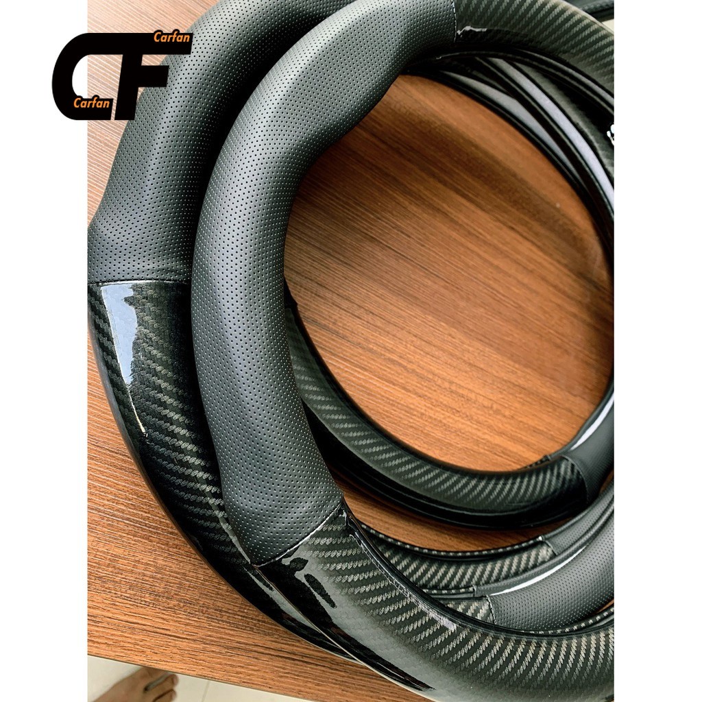 Sợi carbon Vô lăng thoáng khí bằng da Bọc Vô Lăng Cacbon cao cấp  Chống Trơn Chống Trượt Bọc Volang Full Logo Các Hãng giá tại xưởng