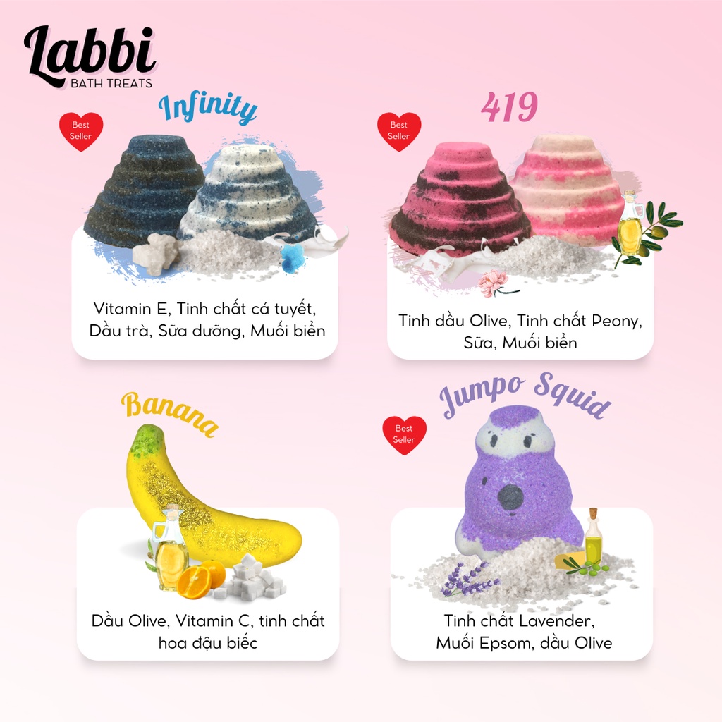 TỔNG HỢP [Labbi] Bath bomb / Viên sủi bồn tắm / Bom tắm