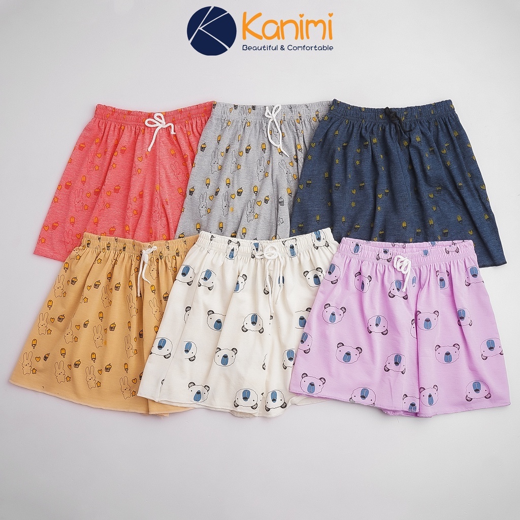 Quần đùi mặc nhà nữ hoạt tiết hoạt hình kitty - quần đùi cạp chun chất đẹp, form to 40-60kg - QN07Duno