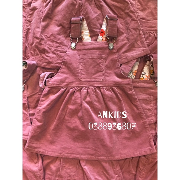 Váy Yếm Chất Nhung Tăm Màu Hồng ZR Bé Gái