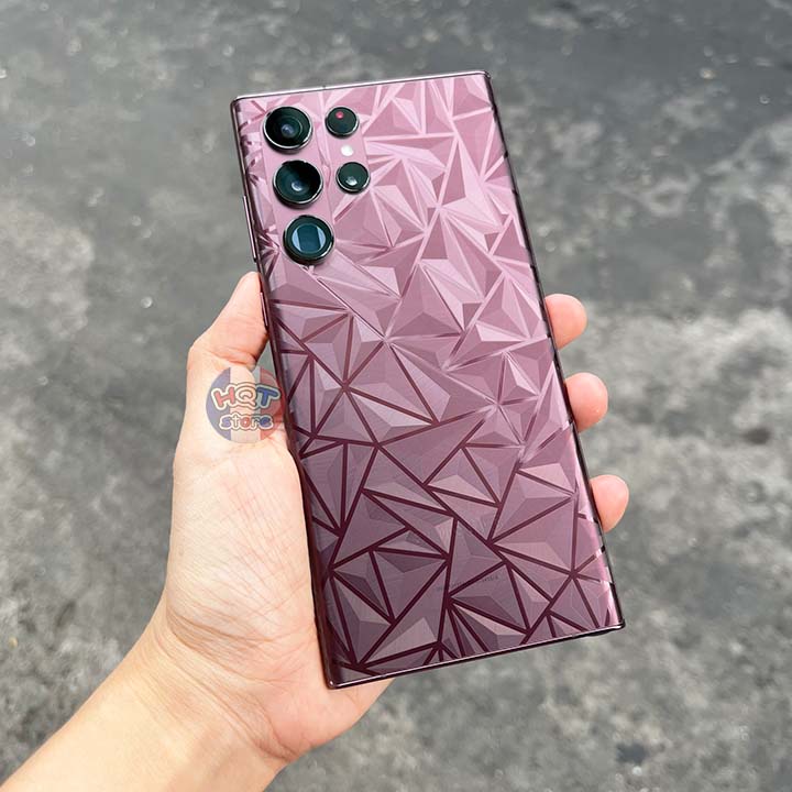 Miếng dán mặt lưng 3D vân kim cương cho S22 Ultra / S22 Plus / S22 trong suốt