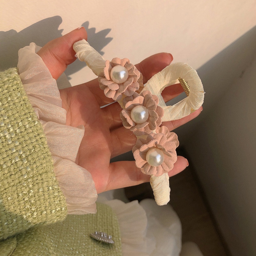 Kẹp Tóc Hình Hoa/Cá Mập Đính Ngọc Trai Hồng Thời Trang Dễ Phối Đồ Cho Nữ