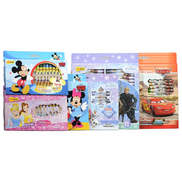 HỘP BÚT SÁP MÀU THIÊN LONG CR-C028 MICKEY/ CR-C029 FROZEN (18 MÀU)