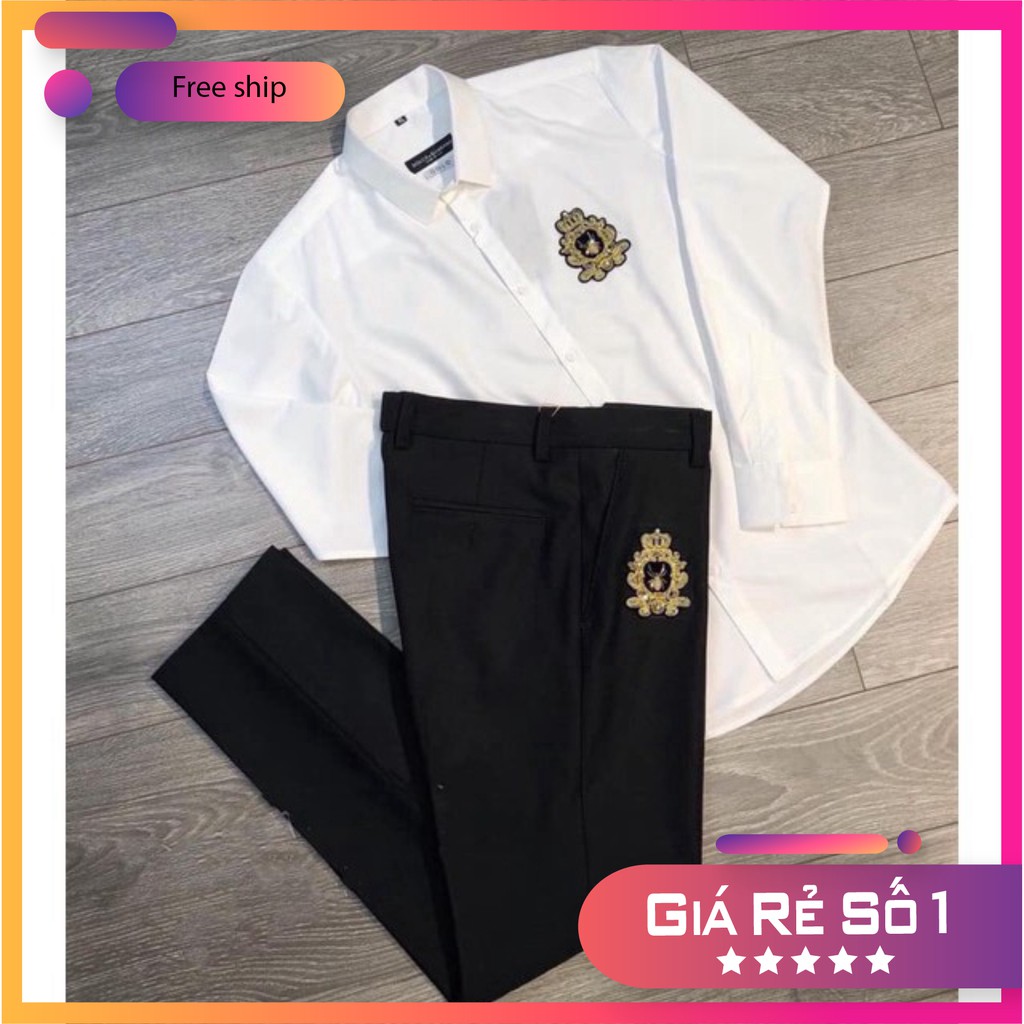FREESHIP 99K/Set Quần Âu Và Áo Sơ Mi Thêu Ong Vàng Cao Cấp🍀 | BigBuy360 - bigbuy360.vn