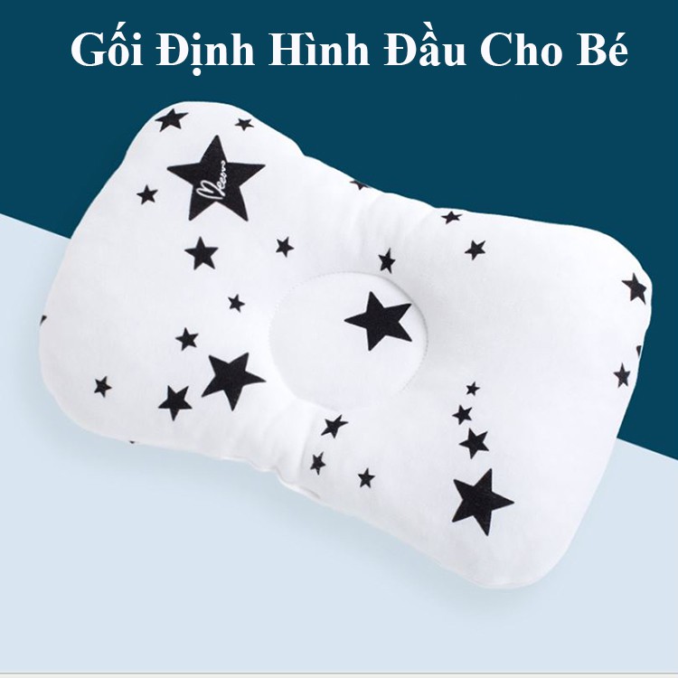 Gối lõm chống méo đầu cho bé sơ sinh 100% vải coton cao cấp