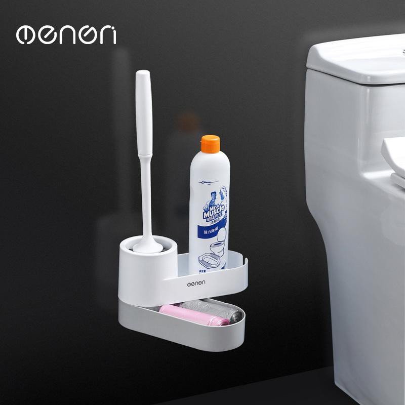 Chổi Cọ Vệ Sinh Nhà Tắm OENON Kèm Kệ Để Chổi Cọ Rửa Toilet Dán Tường(Tặng Kèm Miếng Dán)