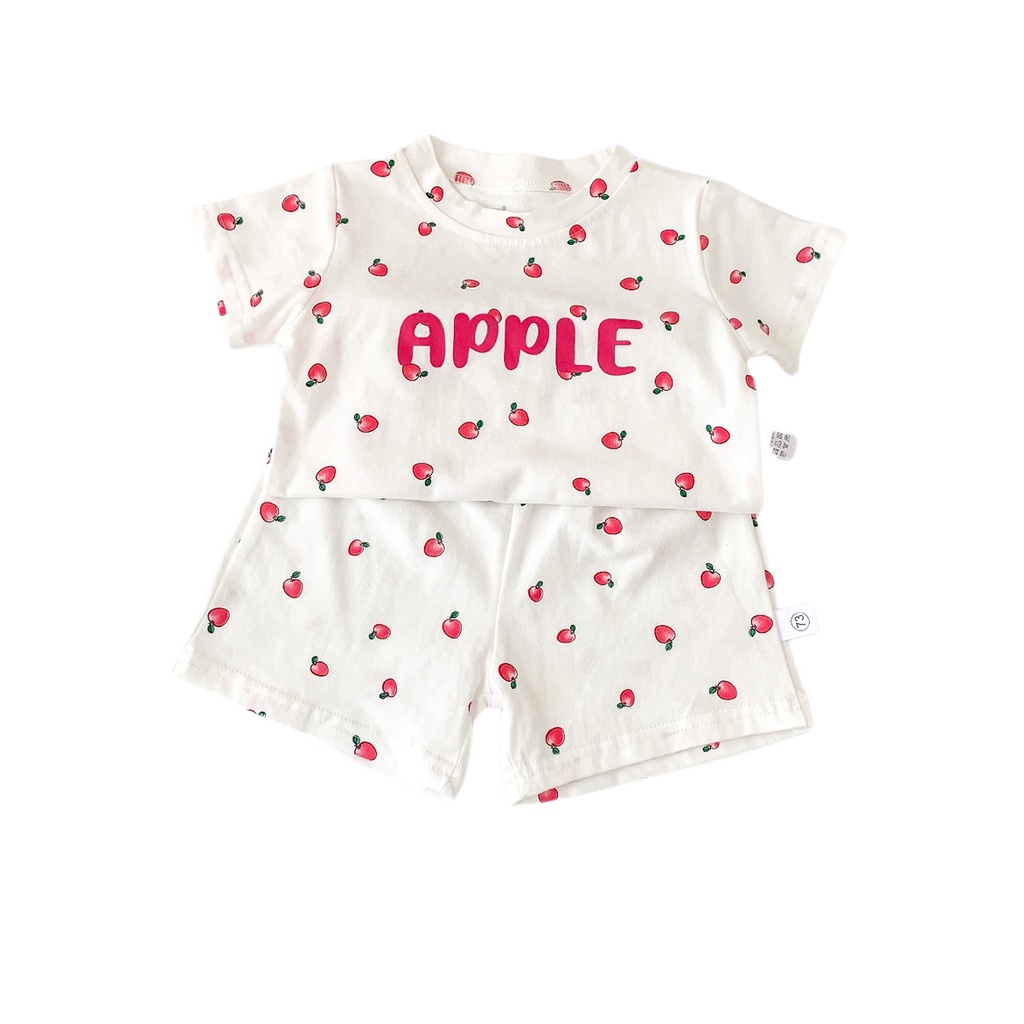 Bộ Áo Liền Quần 100% Cotton Tay Ngắn In Họa Tiết Trái Cây Dễ Thương Cho Bé Sơ Sinh