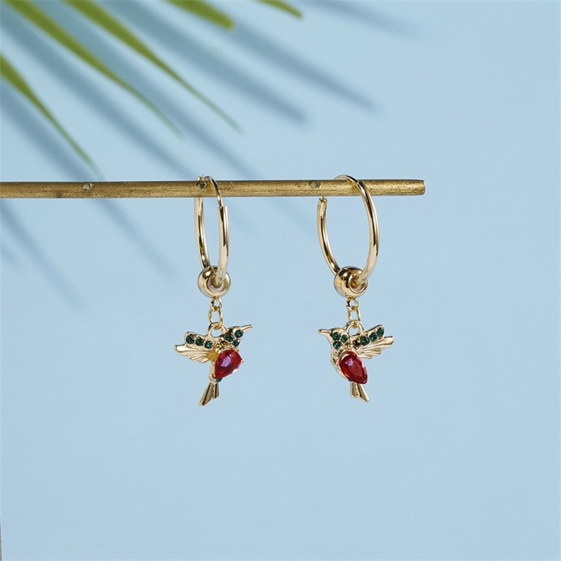 Khuyên Tai Dáng Tròn Đính Đá Pha Lê Hình Chú Chim Thanh Lịch Và Tinh Tế Cho Nữ