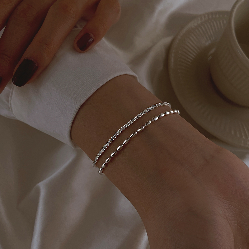 925 Silver Plated Double Layer Fashion Bracelet For Women