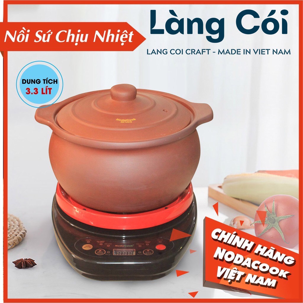 Nồi đất nung Nodacook 3L kèm bếp điện tự động, kho cá siêu ngon - Làng Cói Craft phân phối