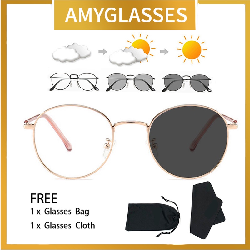 Mắt Kính Gọng Tròn Bằng Kim Loại Chống Bức Xạ Dành Cho Nam Nữ