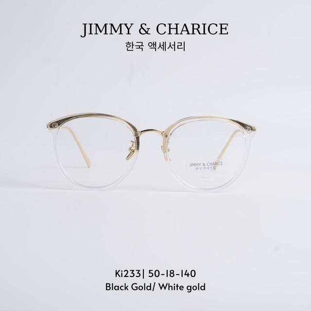 Gọng kính cận nữ Jimmy & Charice mắt tròn gọng kim loại cao cấp mặt kính chống xước chống tia UV tốt có cắt cận,loạn | BigBuy360 - bigbuy360.vn
