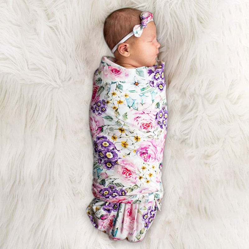 Chăn Cotton Mềm Mại Họa Tiết Hoa Xinh Xắn Quấn Em Bé