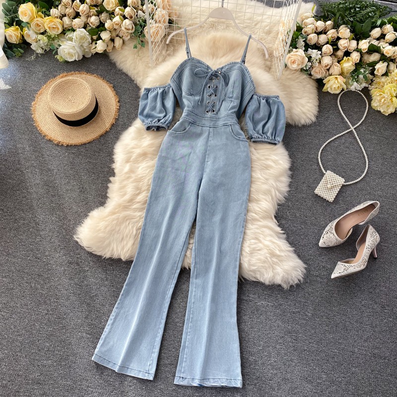 Jumpsuit bò quần dài hàng thiết kế cao cấp (ảnh chụp thật)(Hàng oder chuẩn hình 100%) 280820