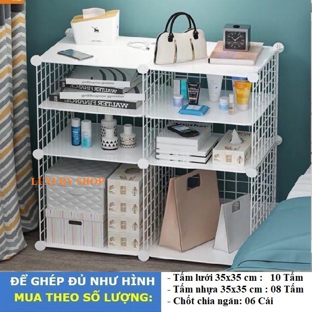 Kệ Để Đầu Giường 6 Ô Chia Ngăn,Tủ Để Đồ Tiện Ích,Giá Sách Đa Năng Size 35x35cm