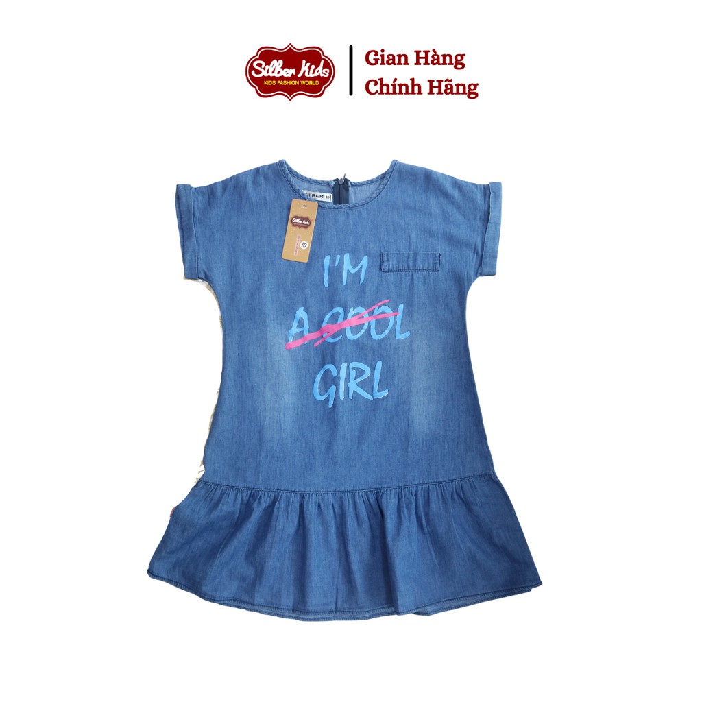 [Mã BMBAU50 giảm 7% đơn 99K] Váy Jean Bé Gái 25-35kg Cộc Tay In Cool Girl SILBER KIDS