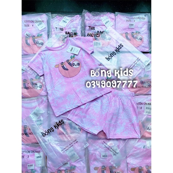 Bộ Hè Bé Gái Thun Cotton Khỉ Hồng CottonOn