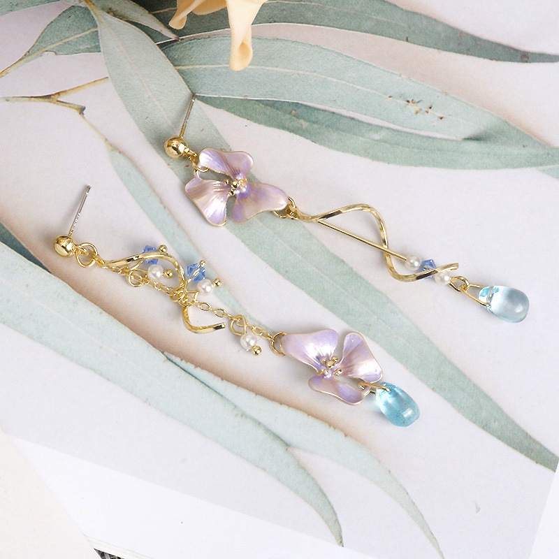 Đôi bông tai bạc 925 hình hoa tím xinh xắn cho nữ