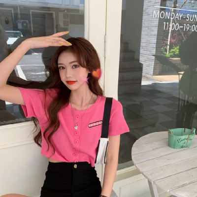 NRVP Áo Thun Nữ Ngắn Tay Thêu Hoa Dáng Rộng Thời Trang Mùa Hè 2020