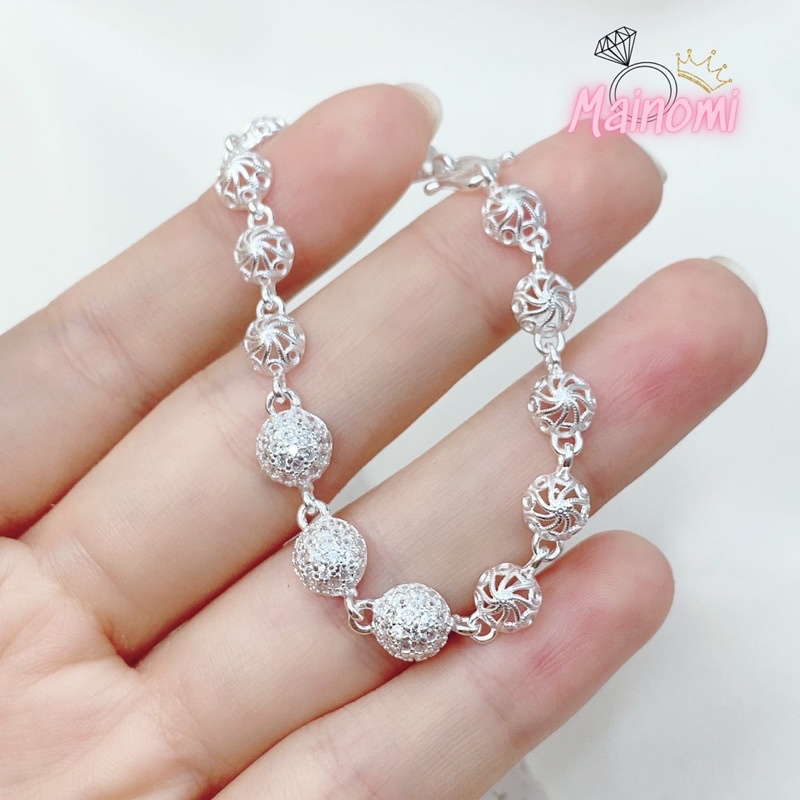 Lắc tay vòng tay nửa cầu hoa văn cách điệu độc đáo MAINOMI Shop bạc xinh