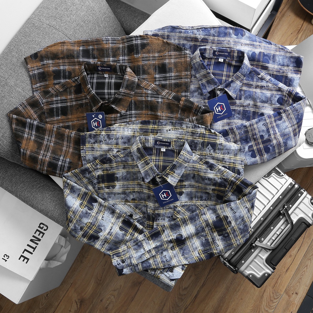 Áo sơ mi nam dài tay họa tiết caro loang siêu xịn vải cotton co giãn, trẻ trung năng động VBSHOP029