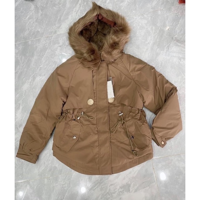 Áo khoác nữ Parka mũ lông xù lót lông đại hàn phong cách hàn quốc