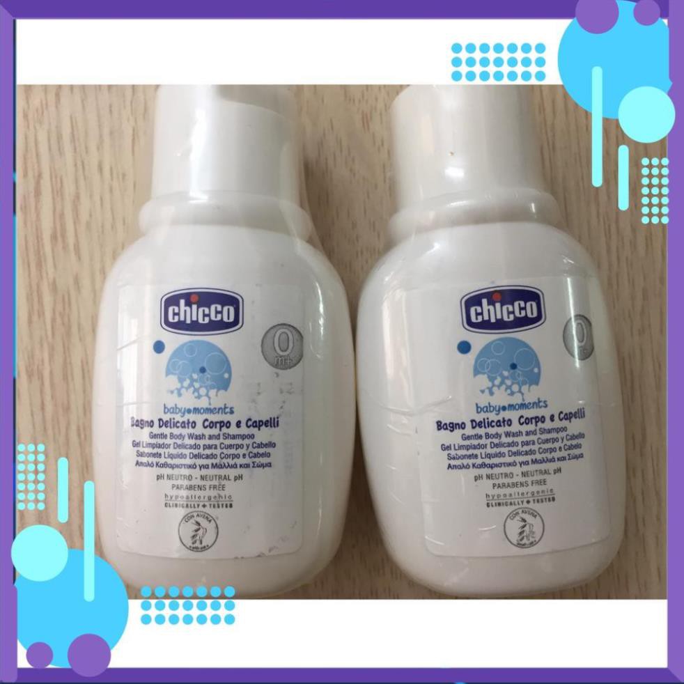 ⚡ Sữa tắm gội chicco chiết xuất Yến mạch cho bé chai Du lịch 50ml & gói dùng thử ⚡