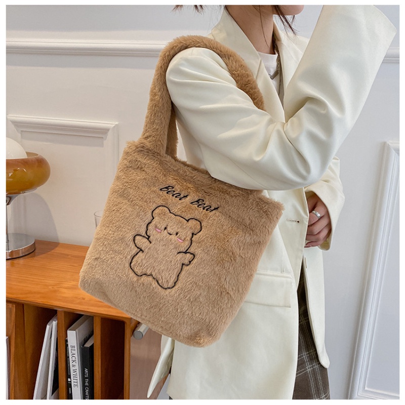 IELGY Túi tote Đeo Vai Vải Bông Hình Gấu Nhật Bản Sức Chứa Lớn Dễ Phối Đồ Cho Học Sinh