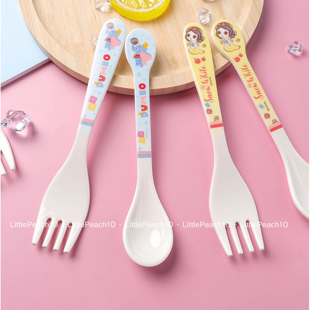 Muỗng nĩa melamine ăn dặm Disney size nhỏ Minnie Mickey Snow White Ariel Donald Dumbo cho bé