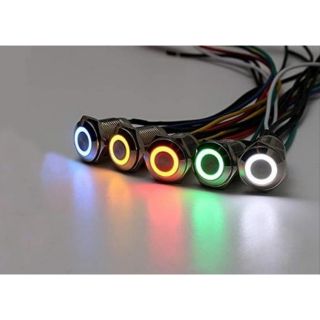 Nút nguồn Inox 16mm - 12V có đèn led (nhấn tự nhả)