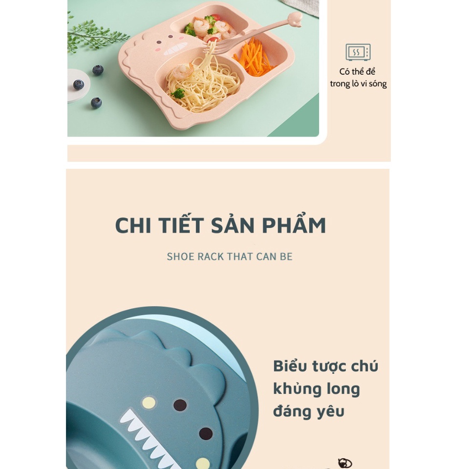 Khay Đĩa ăn dặm sợi tre - Bát ăn dặm kiểu Nhật - Khay ăn chia ngăn - Ăn dặm tự chỉ huy BLW - Chất Liệu An toàn cho bé