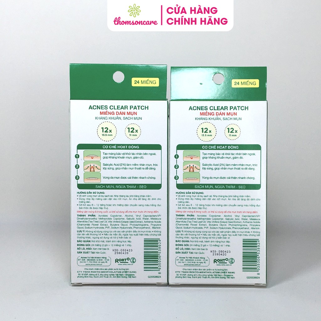 Miếng Dán Mụn -  Acnes Clear Patch - Chăm sóc da - Ngăn ngừa mụn - giảm mụn sưng đỏ, mụn ẩn, bọc, kháng khuẩn