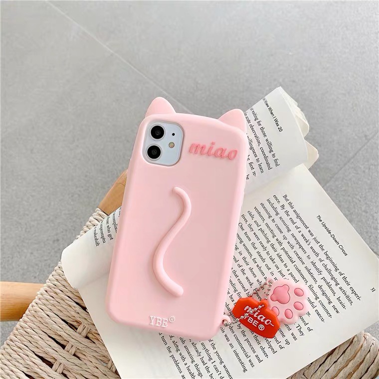 Ốp Điện Thoại Mềm Gắn Móc Khóa Hình Dấu Chân Mèo Dễ Thương Cho iPhone 7 8 7 plus 8 pl
