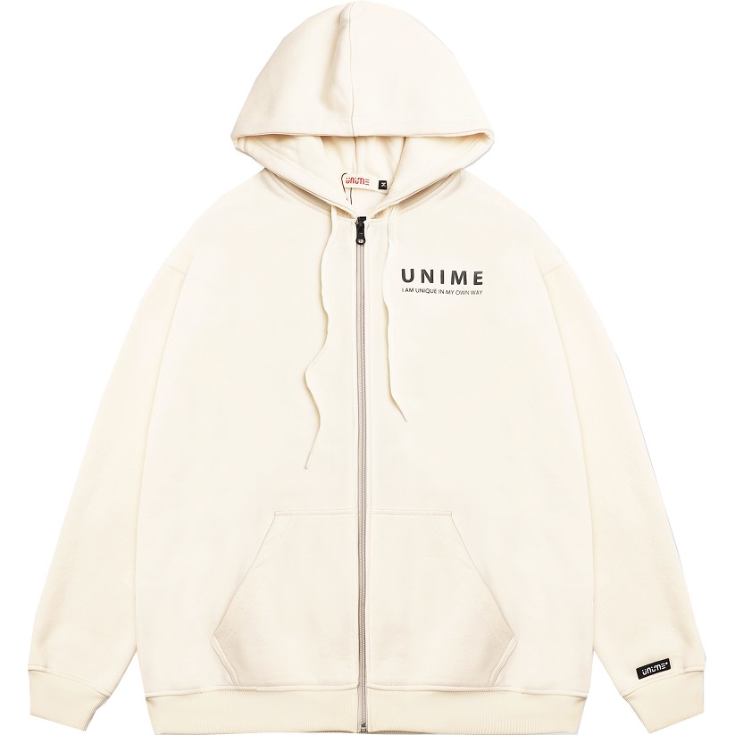 Áo khoác dây kéo Unime Hoodie Zip Flex 1.0 - Màu kem | BigBuy360 - bigbuy360.vn