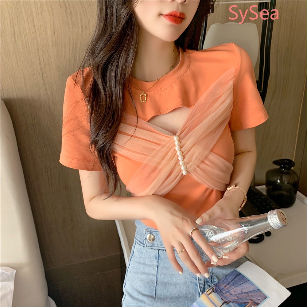 Áo Thun Phối Ren Thời Trang Mùa Hè Có size Lớn Cho Nữ