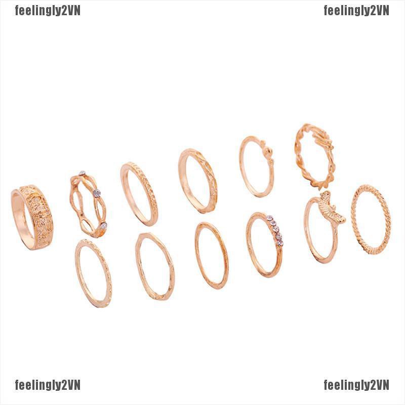 Set 12 nhẫn mạ vàng thời trang cho nữ