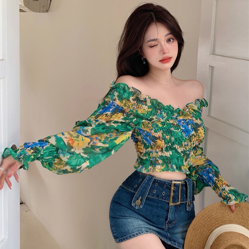 Áo Trễ Vai In Hoa Thời Trang Cho Nữ