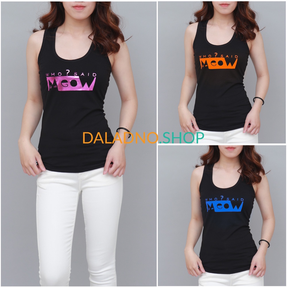 KSIU_8 I Áo thun ba lỗ COTTON 100% màu đen in hình MEOW - Daladno