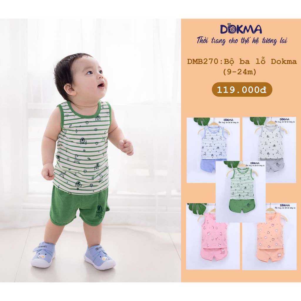 [DOKMA] Bộ ba lỗ bé trai, bé gái 9-24m mẫu mới 2021