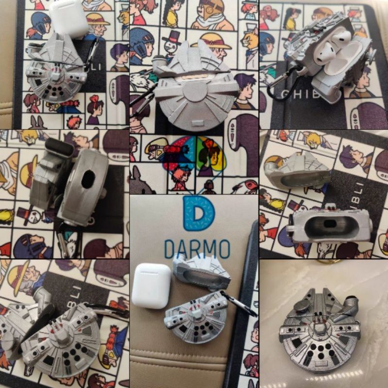 Case bảo vệ Airpods Pro/1/2/ Freebuds Pro/3/4i tàu vũ trụ falcon giáp nhũ star wars