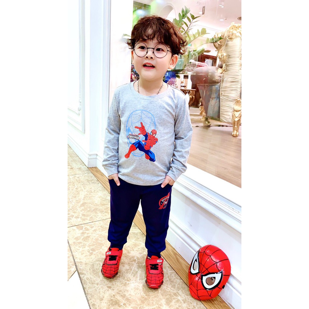 Bộ bé trai thu đông dài tay hình in siêu nhân loại đẹp