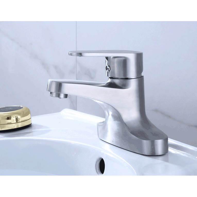 Vòi Lavabo nóng lạnh (2 chân dẹt) SUS304 - Cao cấp ITALIA (Kèm đôi dây cấp nước)