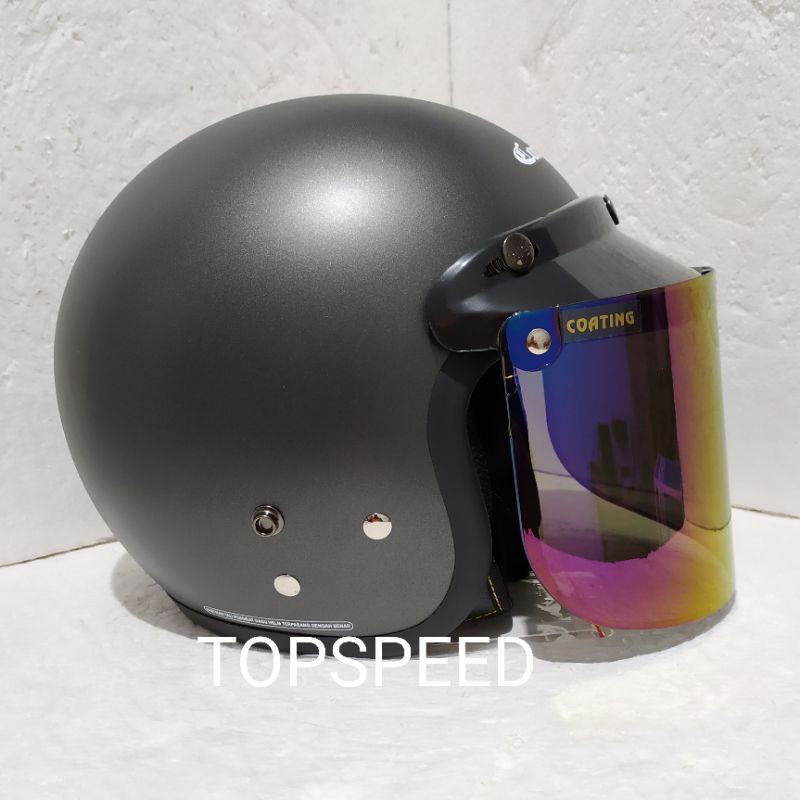 Cargloss Gun Metal Kính Bogo Flat Helmet